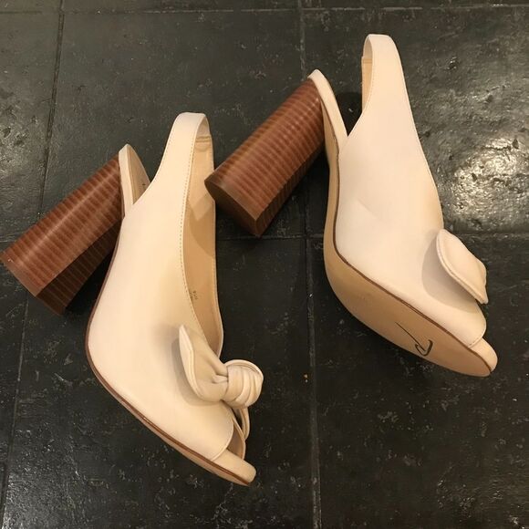 Nine West Cream Slingback Peep Toe Heels 9.5M - Picture 3 of 9